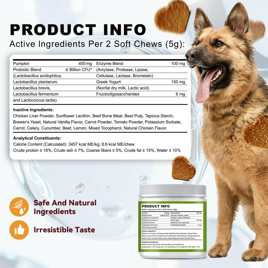 OurCares Probiotics for Dogs Chicken Flavor 120 Soft ChewsSupport Gut Health Digestive lssues Seasonal AllergiesImmune System