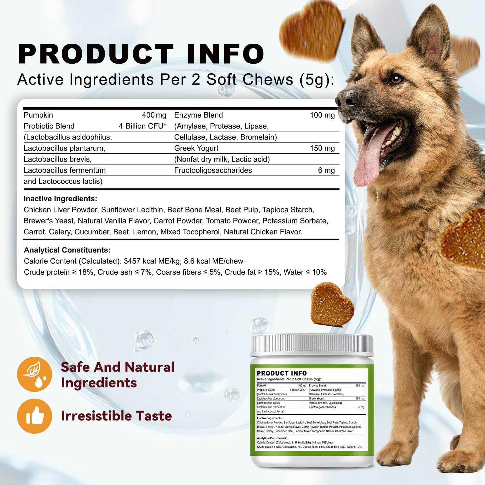 OurCares Probiotics for Dogs Chicken Flavor 120 Soft ChewsSupport Gut Health Digestive lssues Seasonal AllergiesImmune System