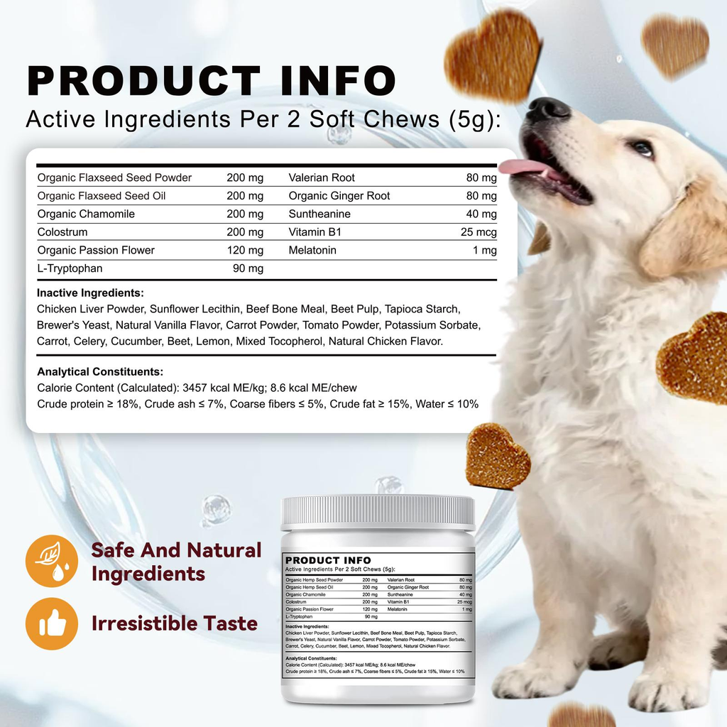 OurCares Calming Chews for Dogs Chicken Flavor 120 Soft Chews Advanced Formula for Anxiety Stress Relief Composure Relaxation