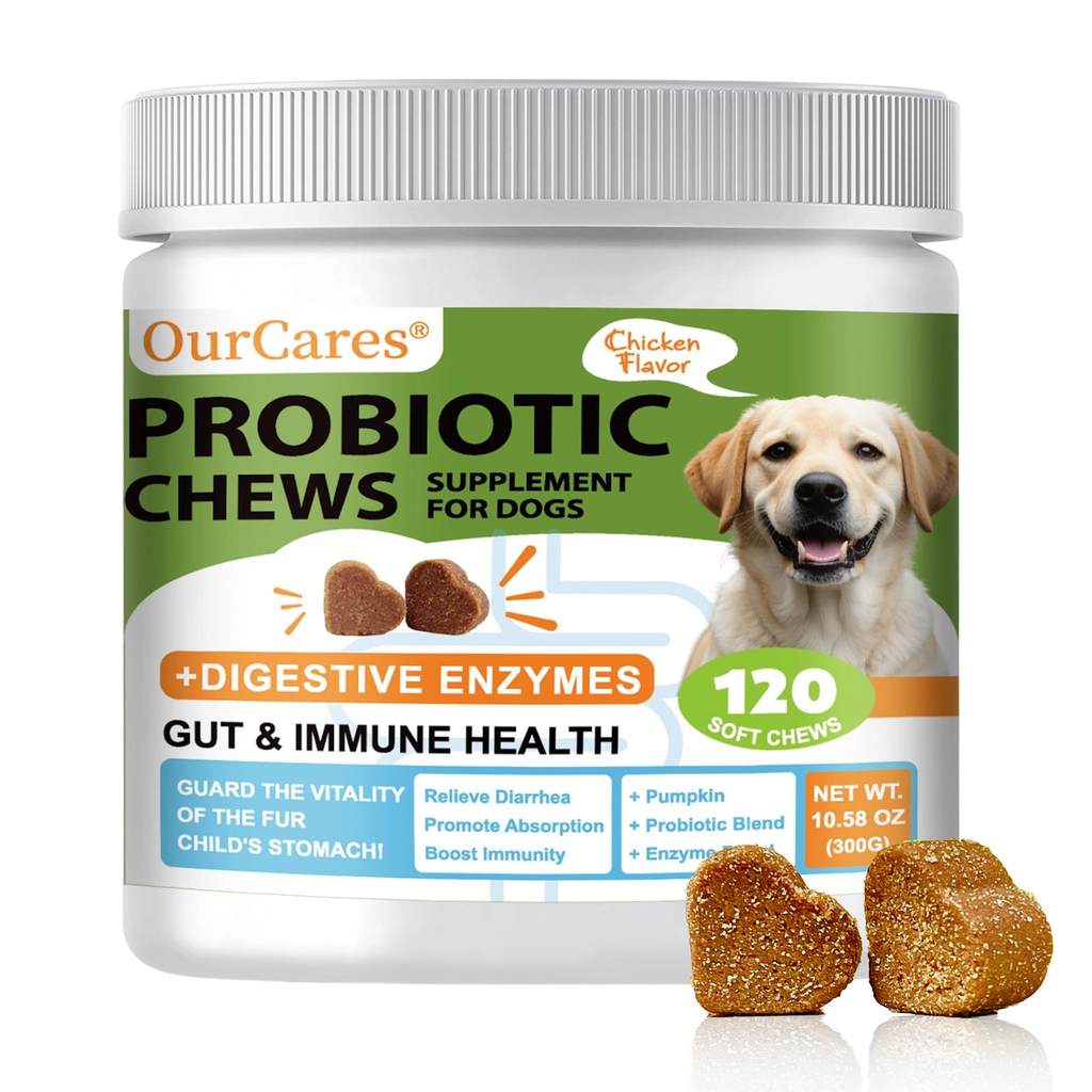 OurCares Probiotics for Dogs Chicken Flavor 120 Soft ChewsSupport Gut Health Digestive lssues Seasonal AllergiesImmune System